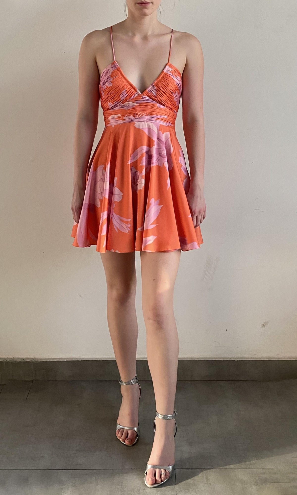 Rococo Sand | Casey Polyester Satin Lycra Mini Dress | Orange
