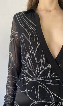 Rococo Sand | Dream Polyester Chiffon - Polyester Satin Short Dress | Black