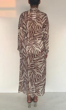 Rococo Sand | Fauve Viscose Georgette Lurex Long Dress | Brown