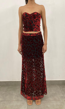 Rococo Sand | Haven Nylon Viscose Animal Burnout Maxi Skirt | Black