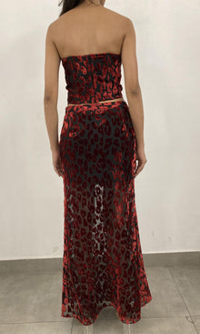 Rococo Sand | Haven Nylon Viscose Animal Burnout Maxi Skirt | Black