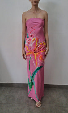 Rococo Sand | Inv Polyester Off - Shoulder Long Dress | Pink