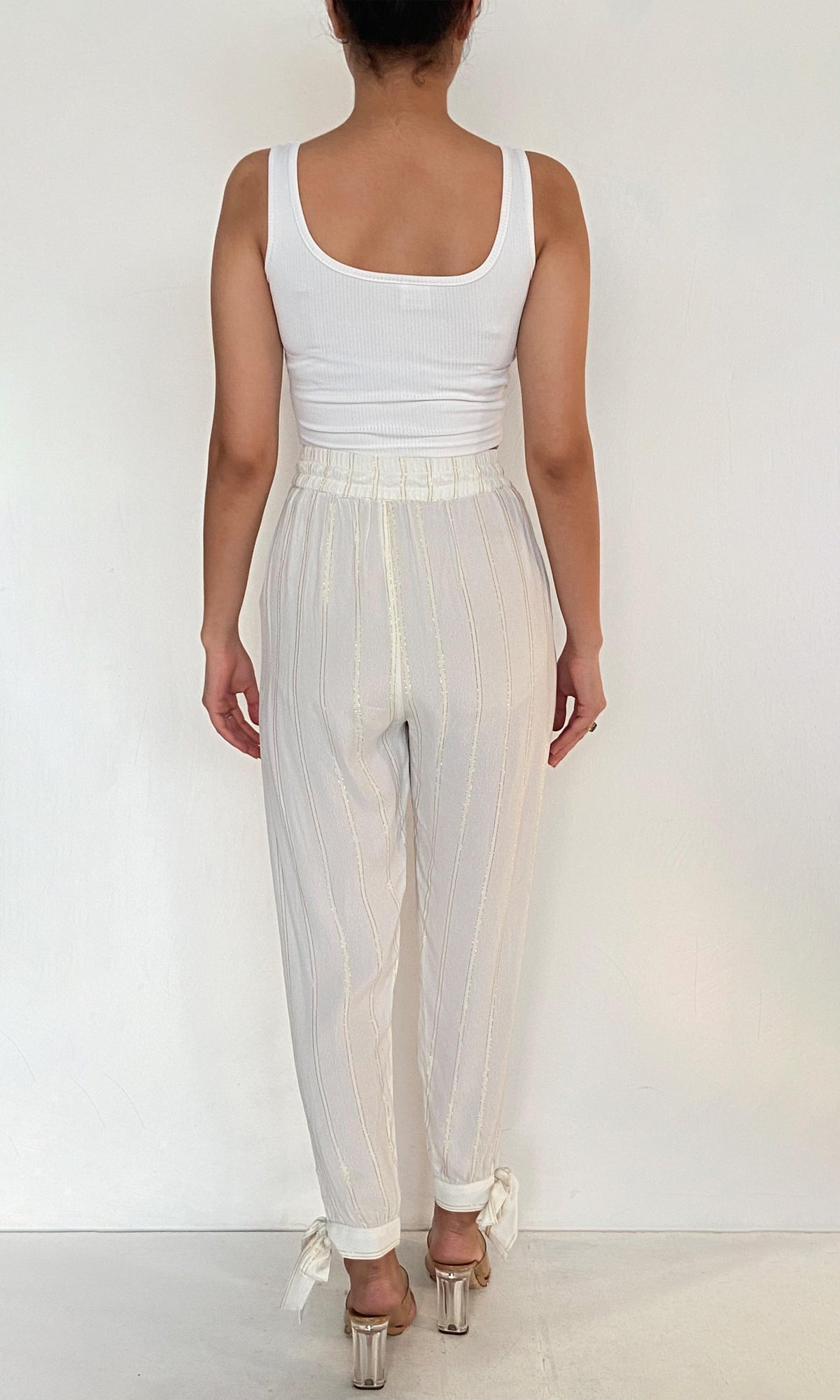 Rococo Sand | Inv Viscose Moss Crepe Pants | White