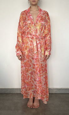 Rococo Sand | Inv Viscose Georgette Cosmic Lurex Long Dress | Orange