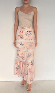 Rococo Sand | Inv Polyester Crepe Long Skirt | Peach
