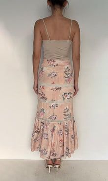 Rococo Sand | Inv Polyester Crepe Long Skirt | Peach