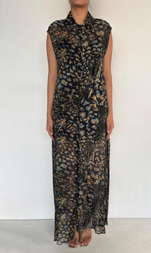 Womens | Inv Polyester Chiffon Long Dress | Black Multi