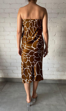 Rococo Sand | Inv Heavy Crepe Long Dress | Brown White