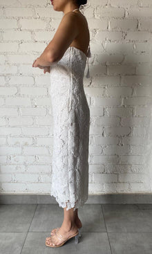 Rococo Sand | Inv Polyester Midi Dress | White