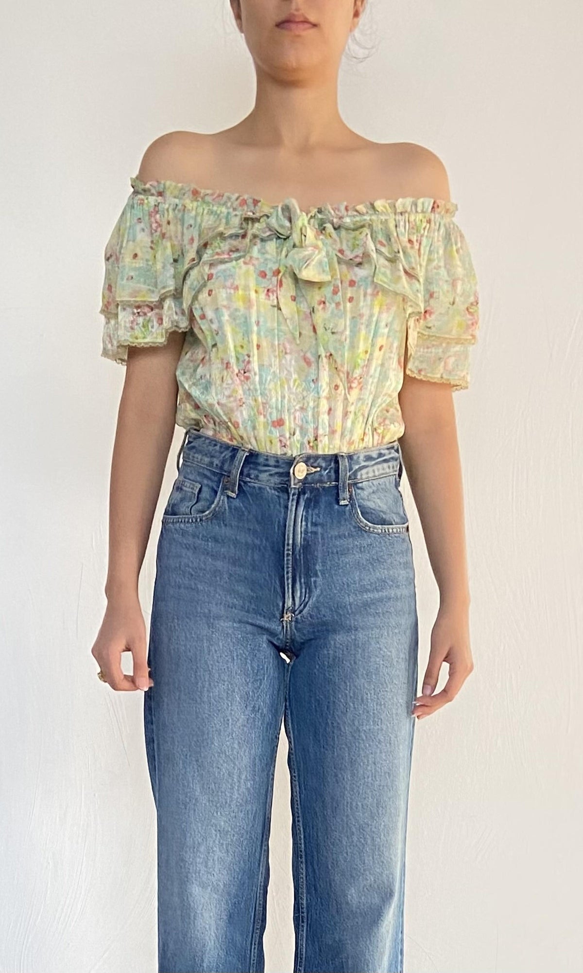 Rococo Sand | Inv Viscose Self Crepe Jacquard Bodysuit | Mint
