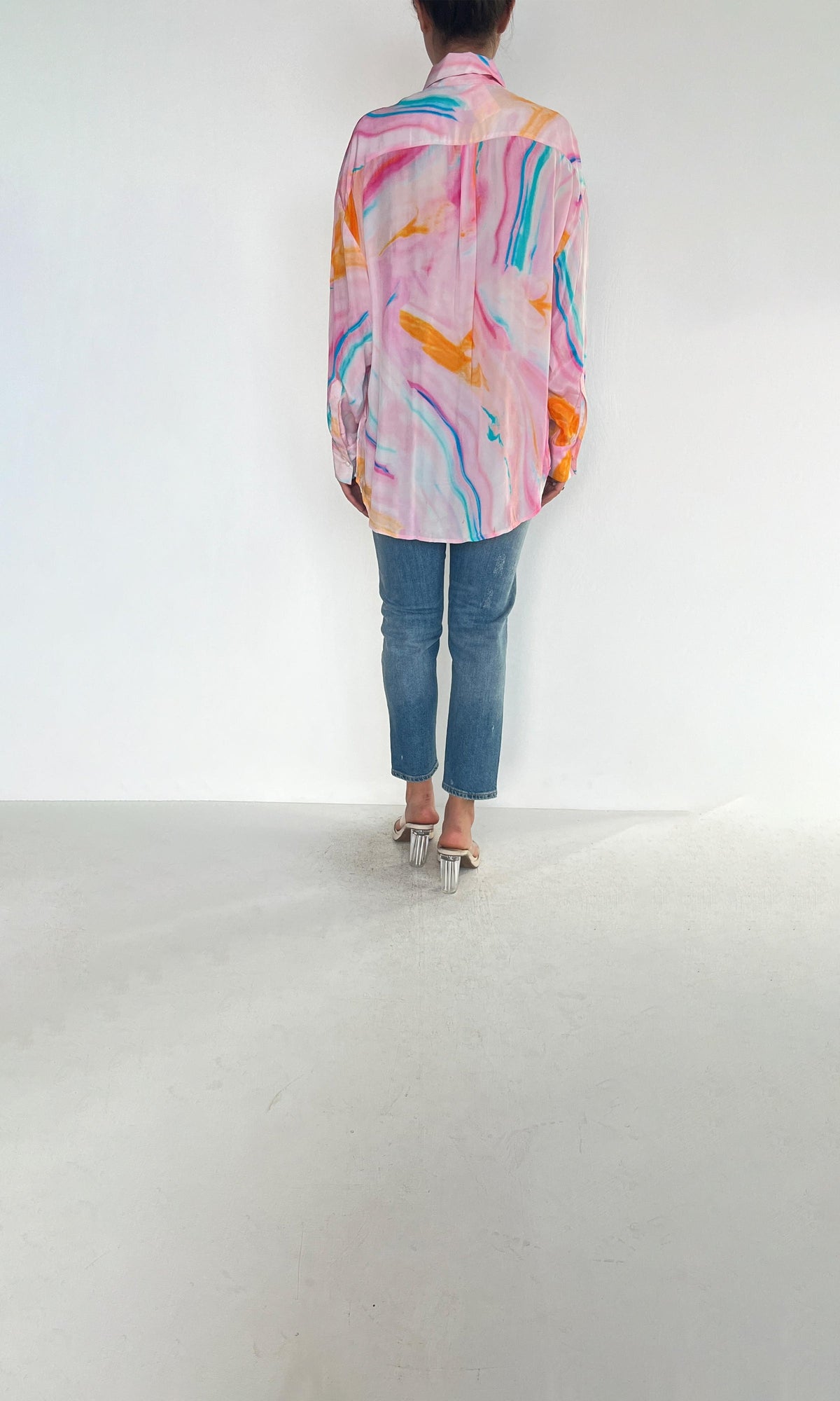 Rococo Sand | Inv Viscose Solid Crepe Megan Shirt | Pink