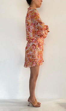 Rococo Sand | Inv Viscose Georgtte Lurex Short Dress | Orange