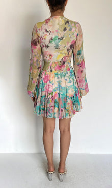 Rococo Sand | Inv Viscose Chiffon Short Dress | White Multi