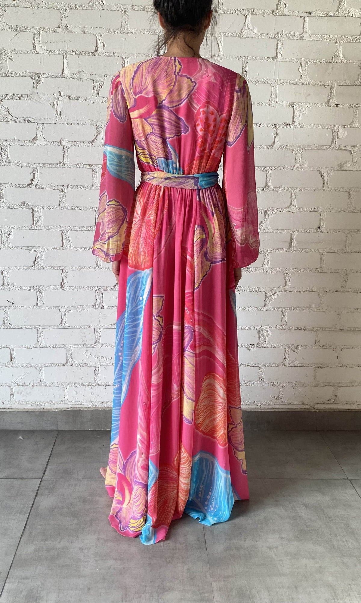 Rococo Sand | Juno Chiffon Long Dress | Pink Multi