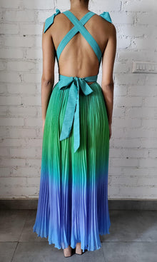 Rococo Sand | Kiki Viscose Flat Chiffon Long Dress | Green