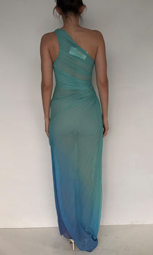 Rococo Sand | Kiki Polyester Chiffon Long Dress | Blue Green
