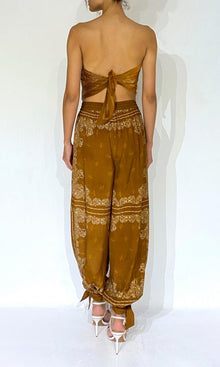 Rococo Sand | Kira Bemberg Cupro Satin Scarf Top | Off-White Brown