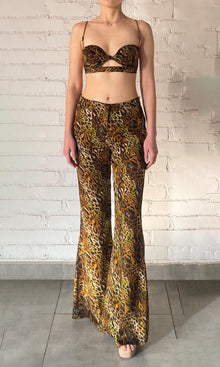Rococo Sand | Kye Viscose Satin Bralette | Black Brown Multi