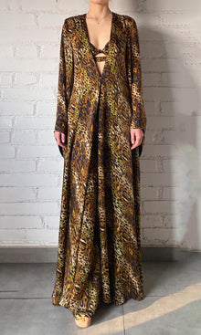 Rococo Sand | Kye Viscose Satin Cape | Black Brown Multi