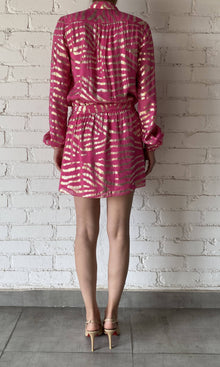 Rococo Sand | Lara Viscose Georgtte Lurex Short Dress | Pink Multi
