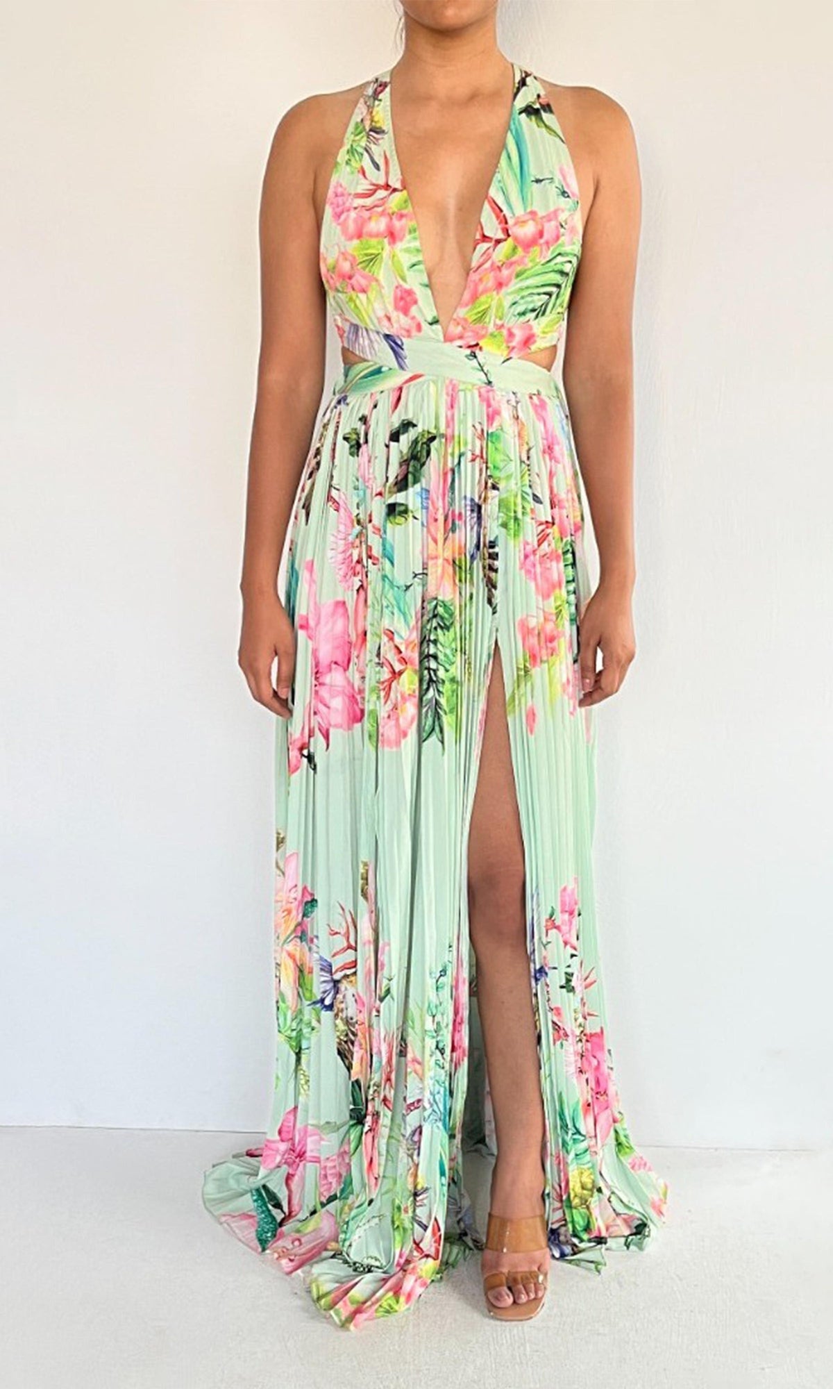 Rococo Sand | Loiss Polyester Crepe Long Dress | Cosmic