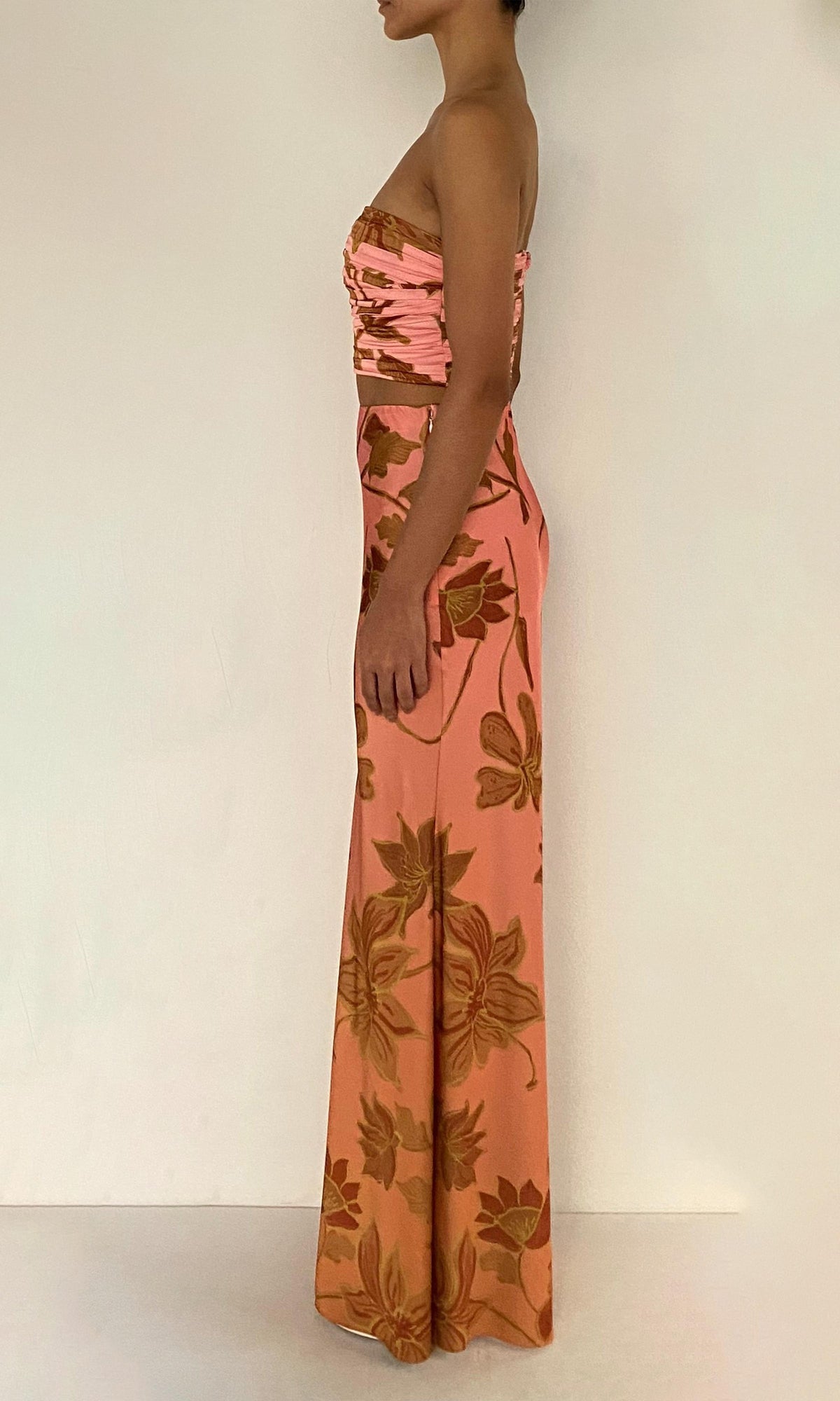 Womens | Mae Polyester Satin Lycra Ruched Bustier | Peach