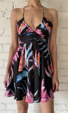 Rococo Sand | Margo Viscose Satin Short Dress | Black Multi
