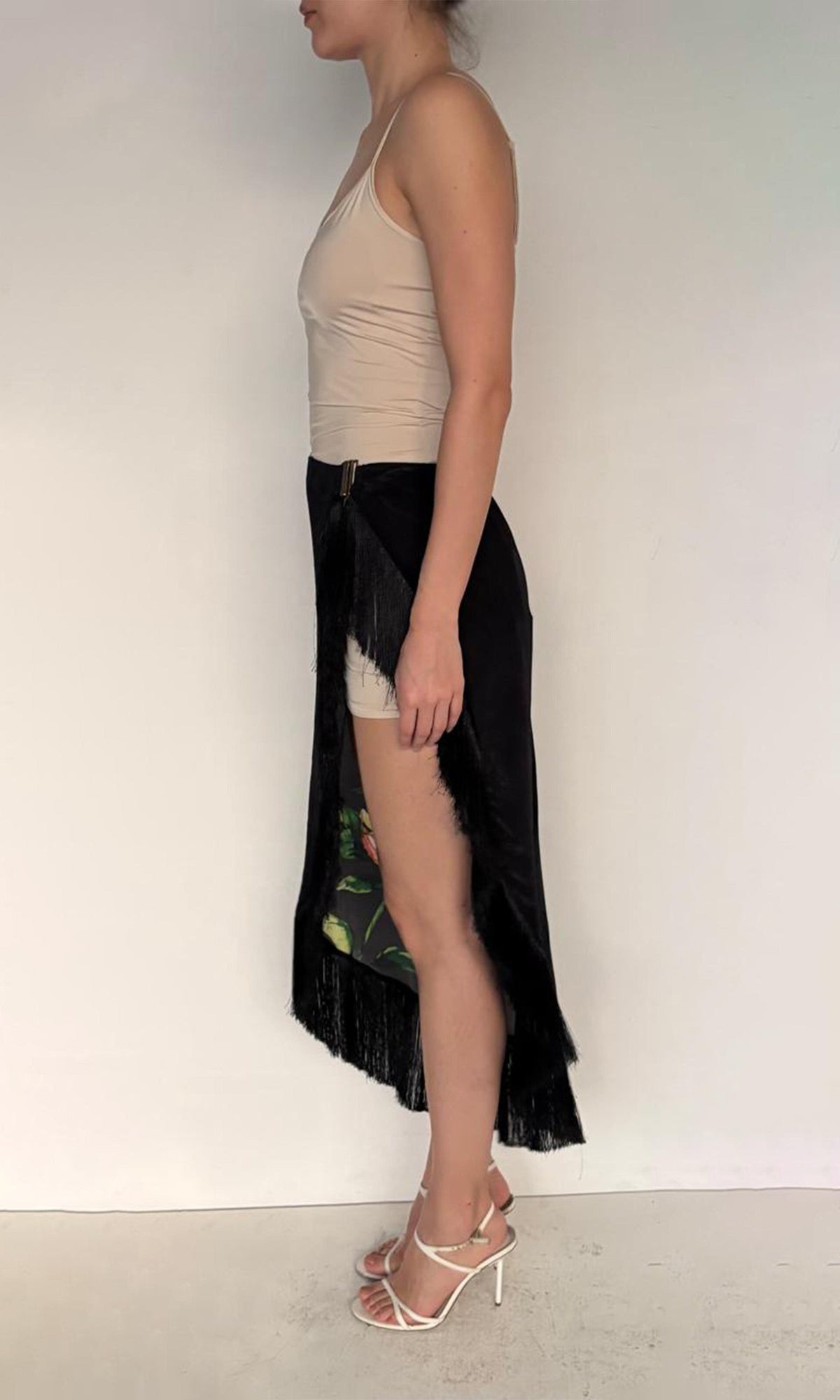 Rococo Sand | Margo Viscose Crepe Long Skirt | Black Multi