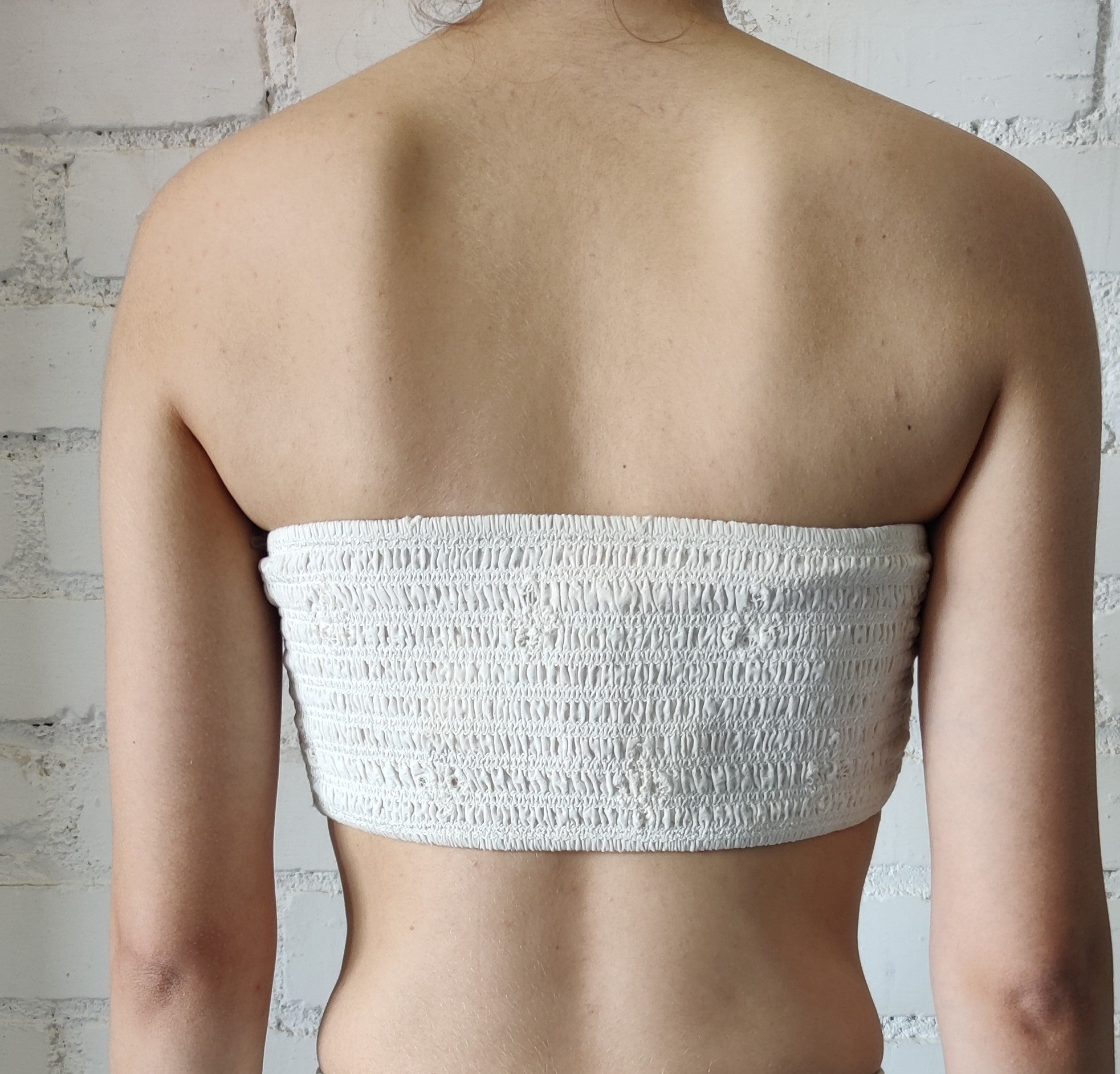 Rococo Sand | Moss Cotton Schiffli Bandeau | White