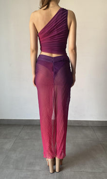 Rococo Sand | Paige Polyester Chiffon Long Skirt | Purple Multi