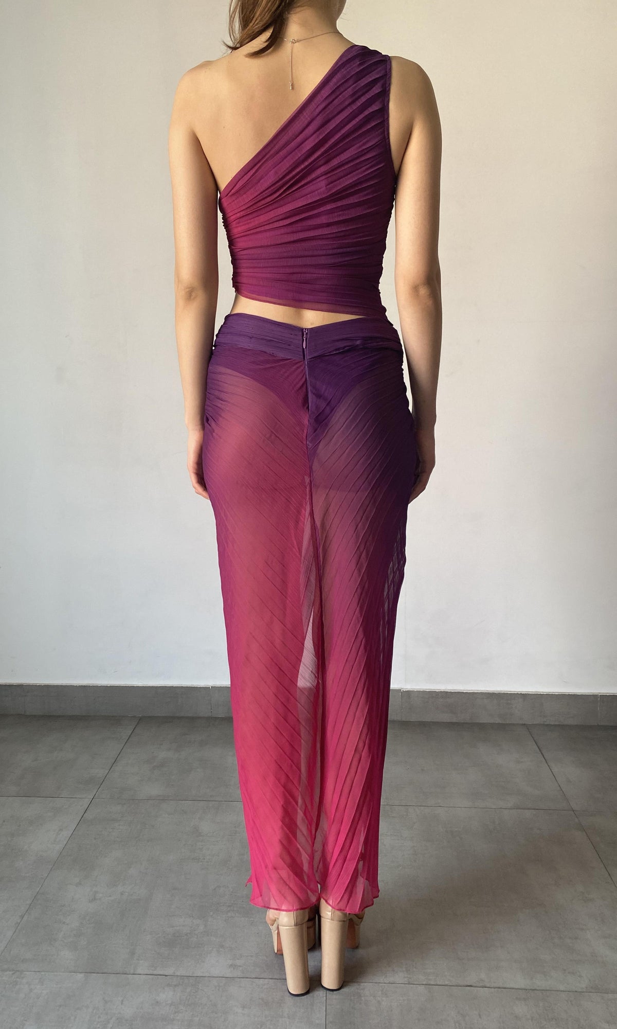 Rococo Sand | Paige Polyester Chiffon Long Skirt | Purple Multi