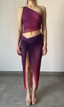 Rococo Sand | Paige Polyester Chiffon Long Skirt | Purple Multi
