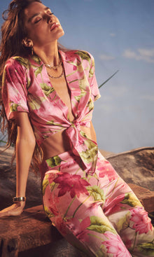 Womens | Ren Charmeuse Silk Shirt | Pink Multi