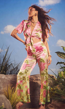 Womens | Ren Charmeuse Silk Shirt | Pink Multi