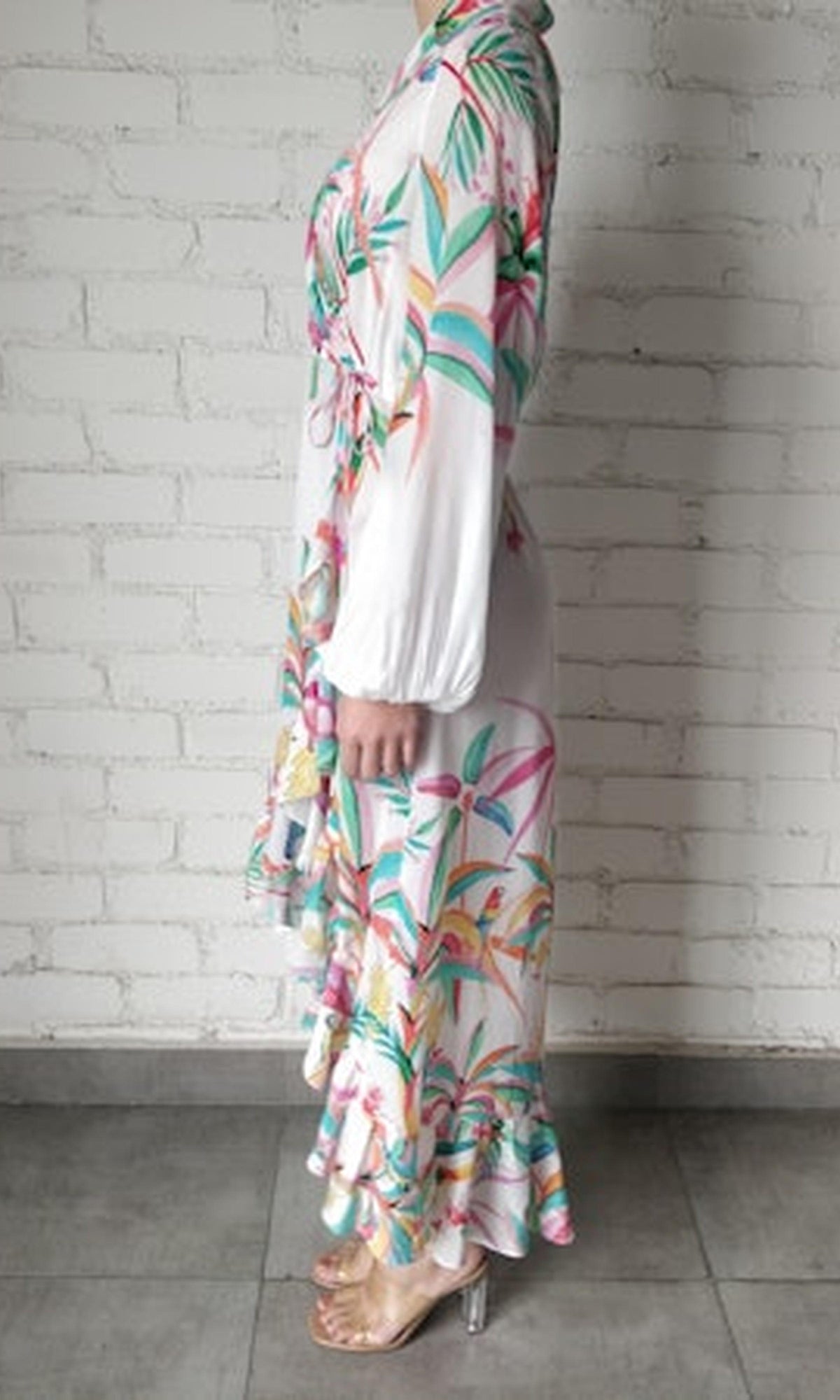Rococo Sand | Rio Polyester Crepe Long Dress | Multicolour