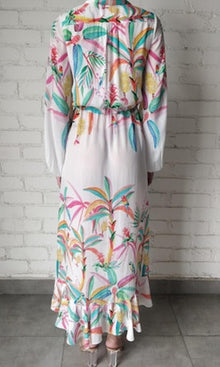 Rococo Sand | Rio Polyester Crepe Long Dress | Multicolour