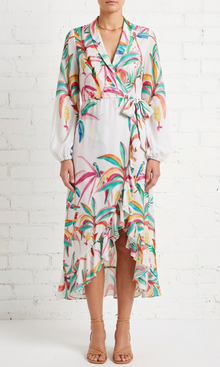 Rococo Sand | Rio Polyester Crepe Long Dress | Multicolour