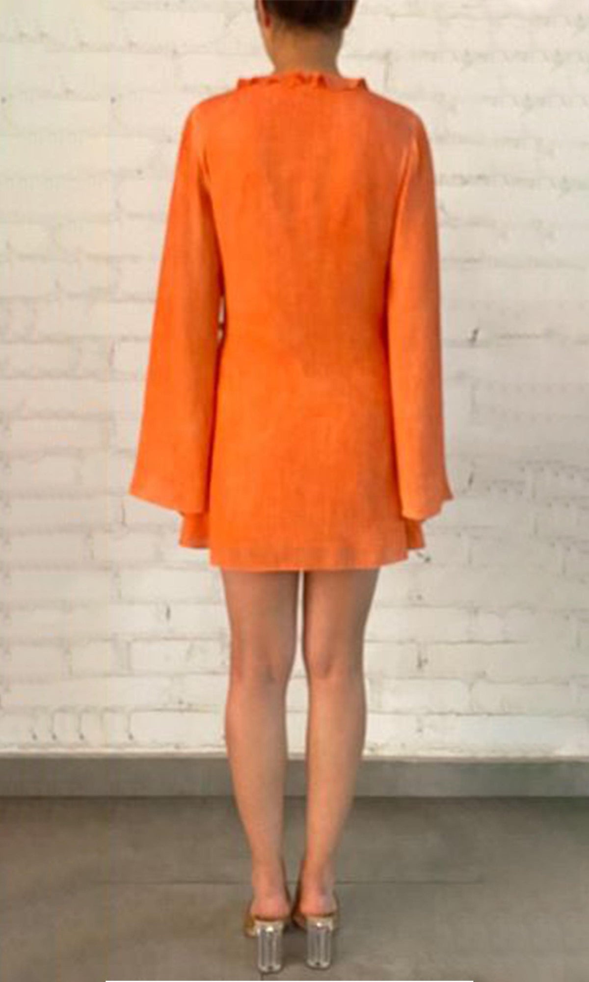 Rococo Sand | River Crinkle Rayon Short Dress | Orange