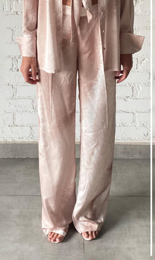 Womens | Ryan Polyester Satin Lycra Tie-Dye Pant | Light Brown