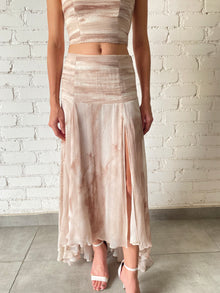 Rococo Sand | Ryan Polyester Crinkle Chiffon Long Skirt | Nude