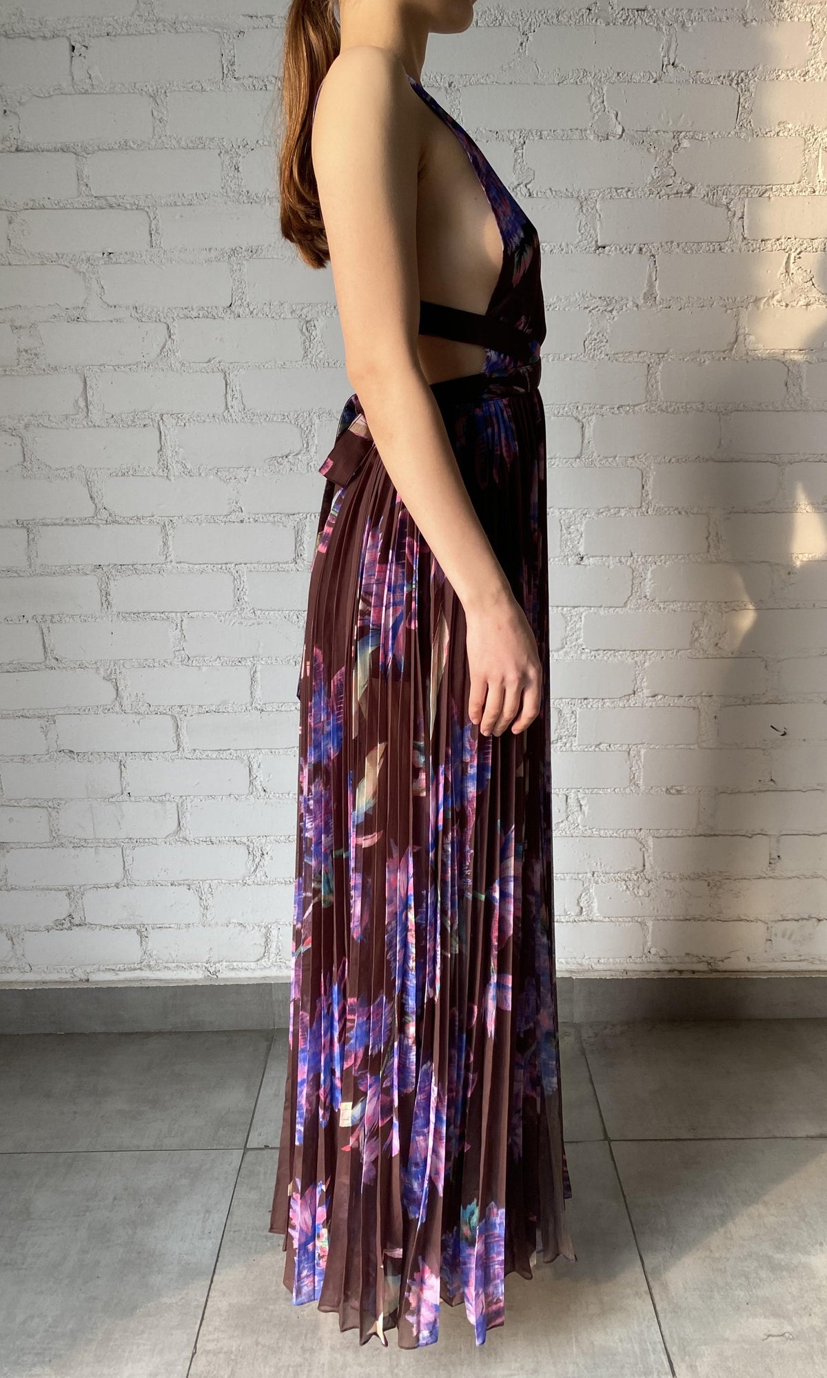 Rococo Sand | Shay Polyester Chiffon Long Dress | Multicolor