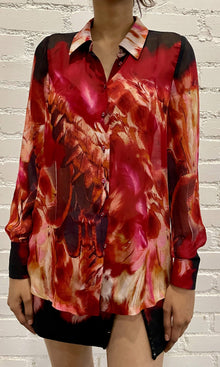 Womens | Shia Viscose Flat Chiffon Shirt | Black Pink Multi