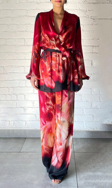 Rococo Sand | Shia Polyester Satin Pants | Mehroon