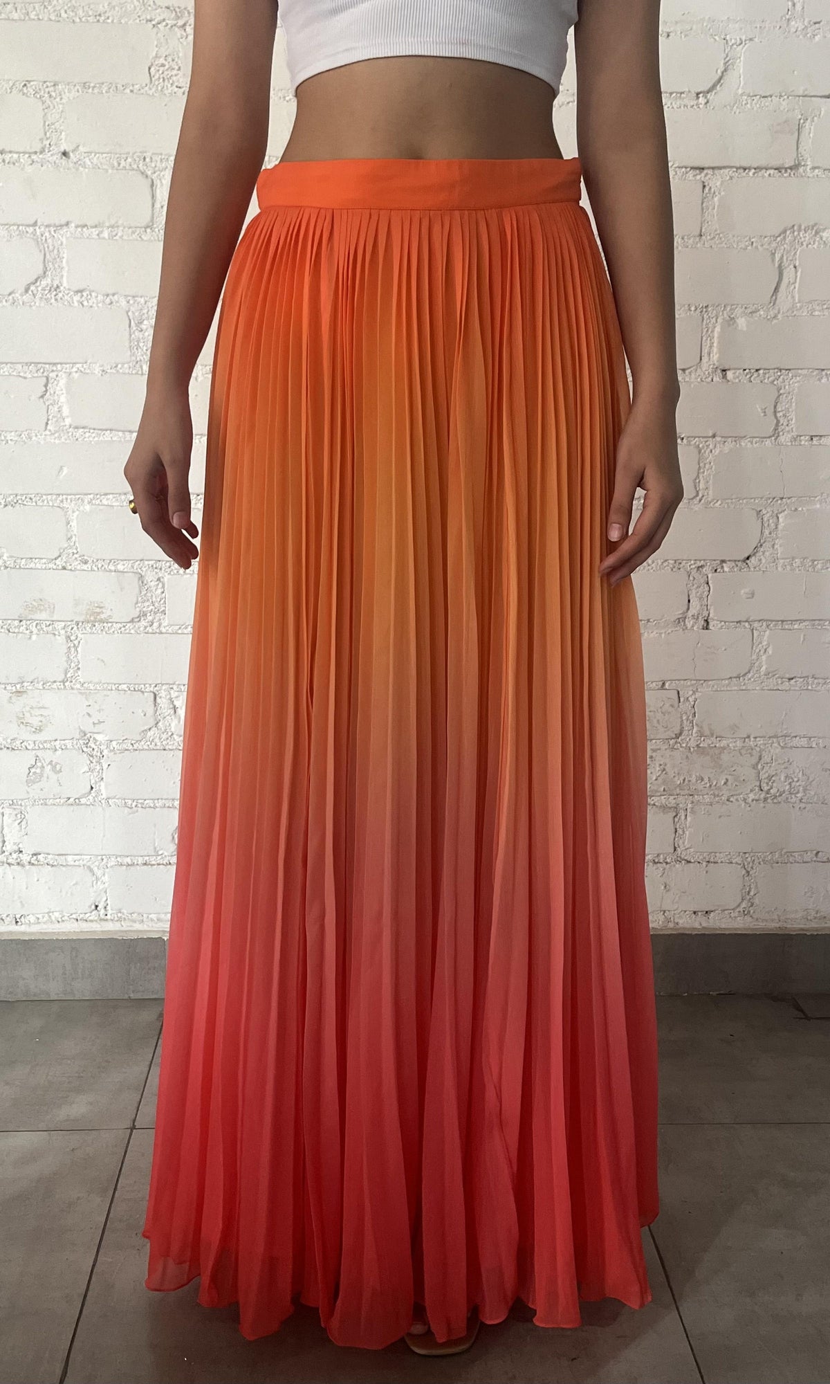 Rococo Sand | Zale Polyester Chiffon Long Skirt | Multi