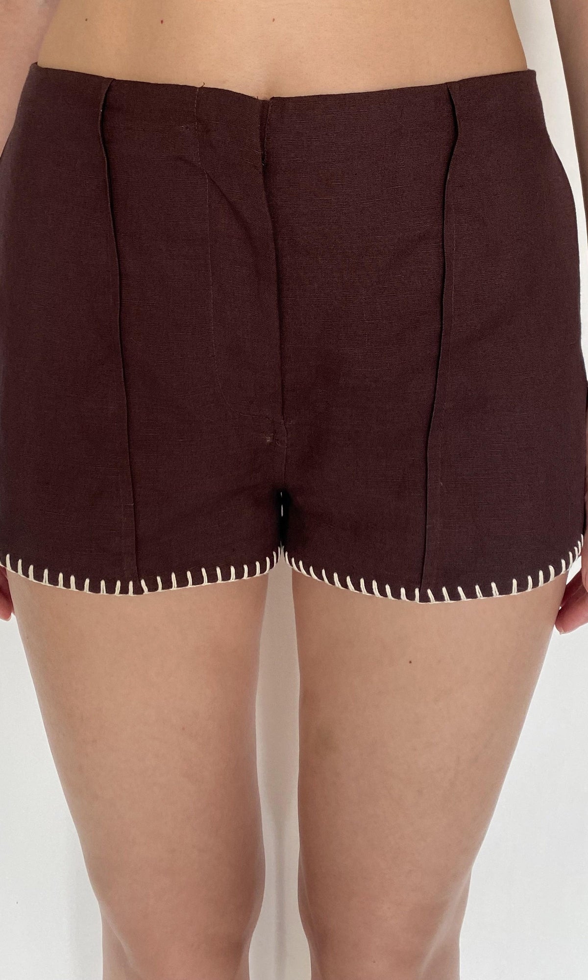 Rococo Sand | Zin Linen Cotton Shorts | Brown