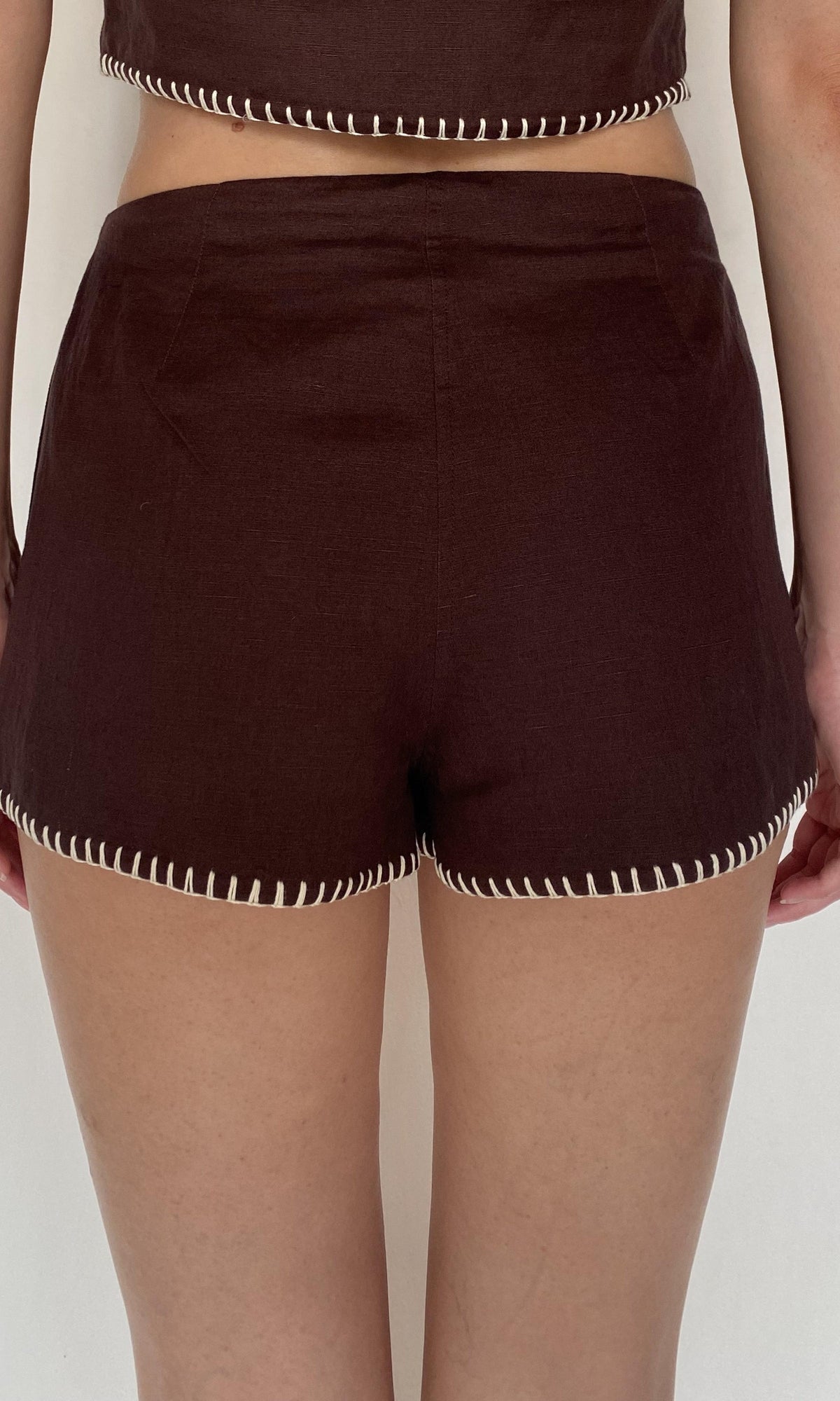Rococo Sand | Zin Linen Cotton Shorts | Brown