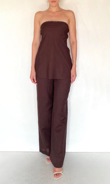 Rococo Sand | Zin Cotton Poplin Lycra Strapless Top | Brown