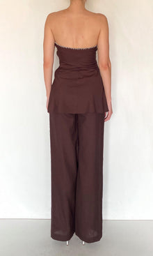Rococo Sand | Zin Cotton Poplin Lycra Strapless Top | Brown