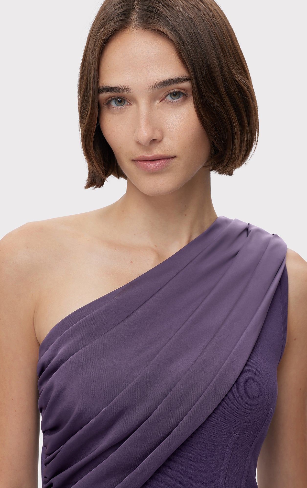 Ruched Woven Combo Gown | Plum