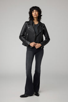 Ryder Semi-Fitted Leather Biker Jacket | Black